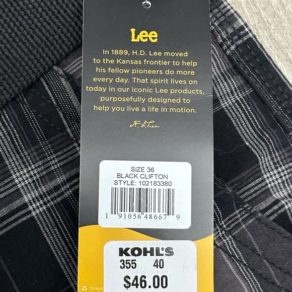 Men's Lee 36 Large Chino Khakis Shorts Cargo Black Gray Stretch Durable NWT - Picture 8 of 11
